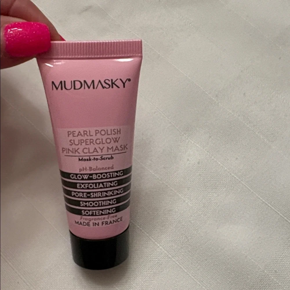 NWT MUDMASKY Pearl Polish Superglow Pink Clay Mask 15ml/ 0.5 fl oz